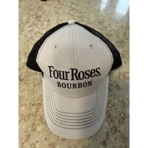 Four Roses Bourbon Trucker Hat HitWear Gray Black Mesh Snapback Cap Baseball Hat